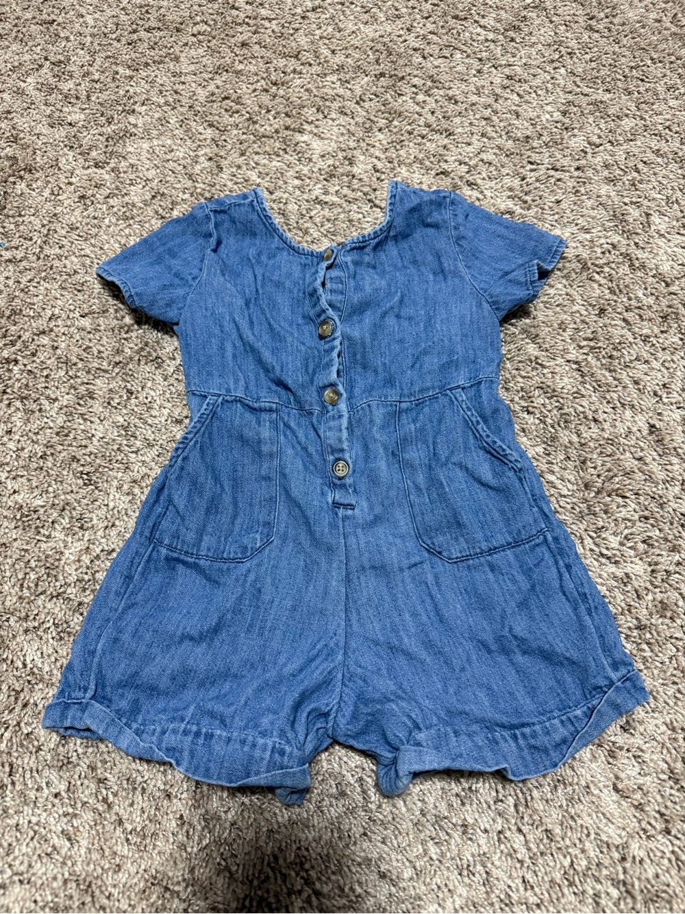 Old Navy Blue Denim Short-Sleeve Button Romper